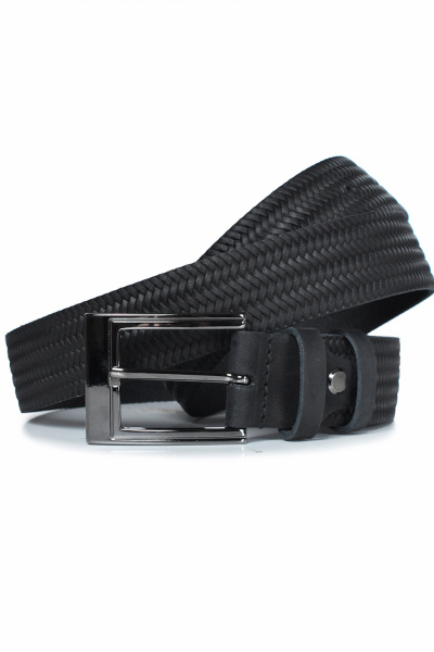 Черный кожаный ремень с гладким тиснением и пряжкой Galanteya 30923.23с1126к45 2р черный - фото 3