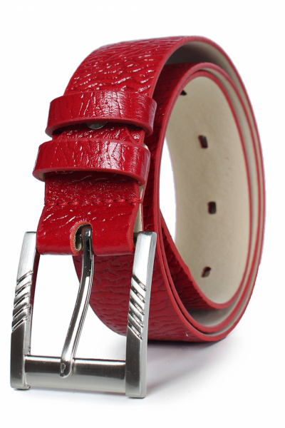 Красный кожаный ремень с тиснением и пряжкой Galanteya 41622.23с513к45 2р красный - фото 2