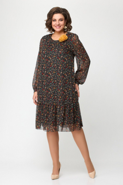 Платье из шифона зеленое с длиной 103 см для наряда DaLi 4560.1 - фото 1