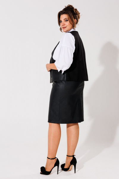 Элегантная кожаная юбка классического кроя Anelli 1438 черный - фото 6