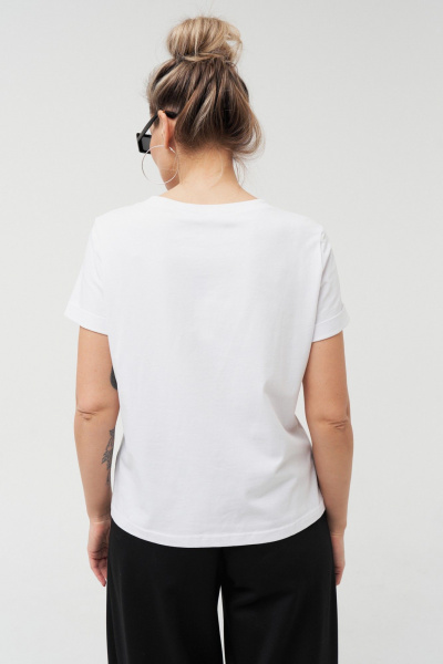 Футболка прилегающего силуэта с V-образным вырезом из хлопка GRATTO 4005 белый - фото 4