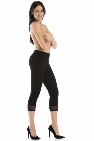 Черные капри из трикотажа и хлопка до середины икры Teyli 2203/170,176 черный - фото 1