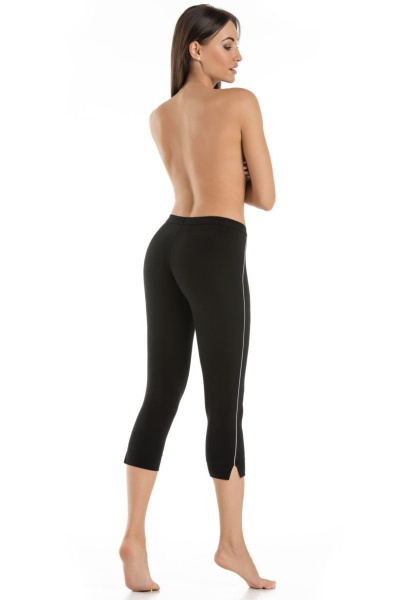 Черные капри с манжетами и разрезами из трикотажа и хлопка Teyli 2204/170,176 черный - фото 2