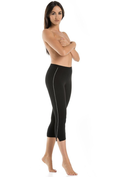 Черные капри с манжетами и разрезами из трикотажа и хлопка Teyli 2204/170,176 черный - фото 1