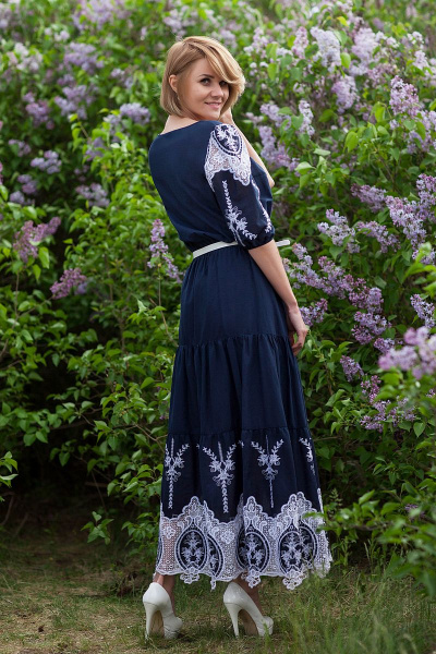 Платье Euromoda 276 синий - фото 2