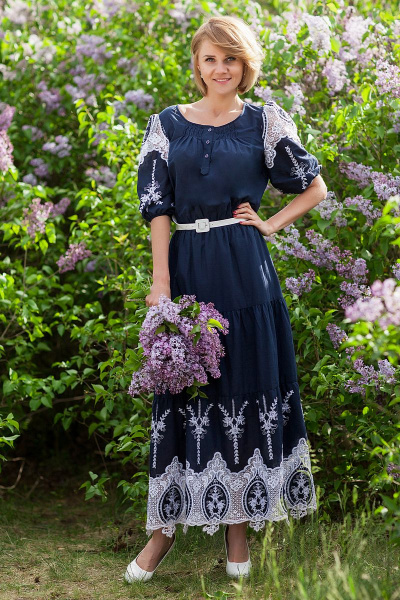 Платье Euromoda 276 синий - фото 1