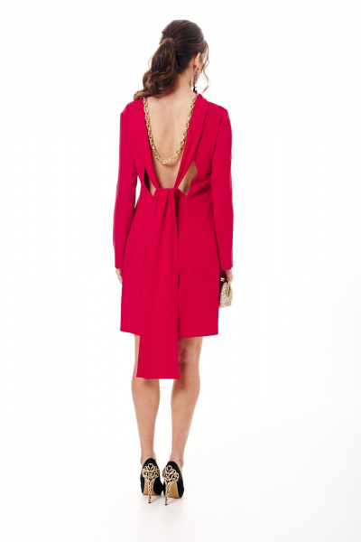 Платье с длинным рукавом выше колена и открытой спиной Твой имидж 1716 красный - фото 10