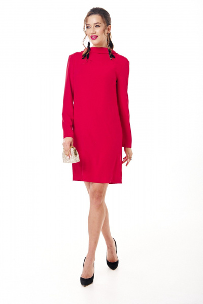 Платье с длинным рукавом выше колена и открытой спиной Твой имидж 1716 красный - фото 5