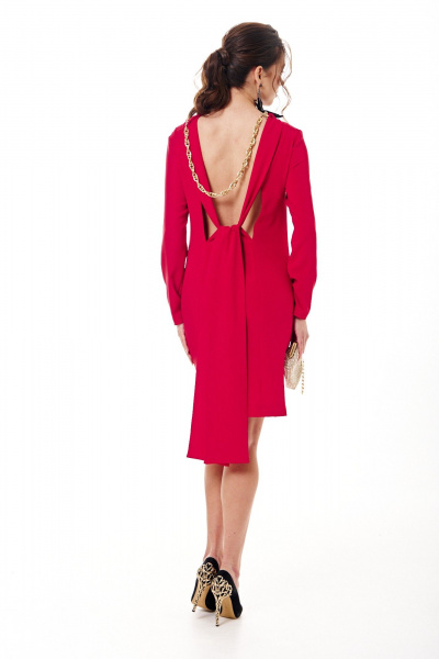 Платье с длинным рукавом выше колена и открытой спиной Твой имидж 1716 красный - фото 2