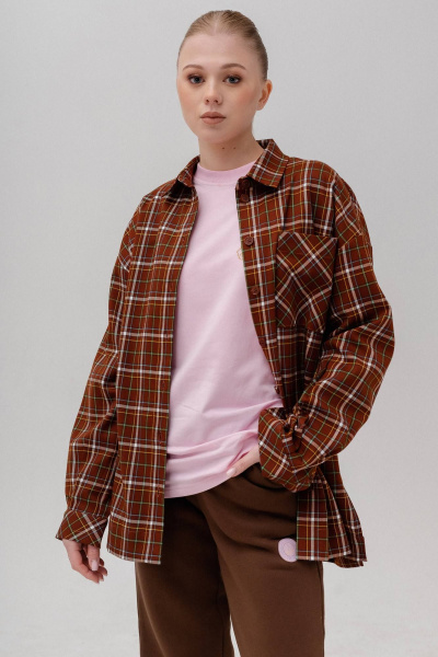 Рубашка из текстиля прямого силуэта с накладным карманом JRSy 2381 - фото 1