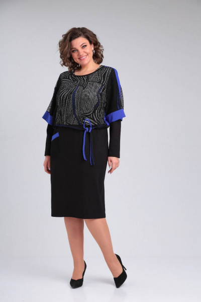 Комбинированное платье и накидка из сетки с принтом и декоративными вставками Rishelie 942 - фото 1