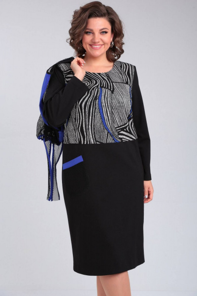 Комбинированное платье и накидка из сетки с принтом и декоративными вставками Rishelie 942 - фото 4