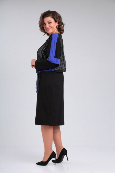 Комбинированное платье и накидка из сетки с принтом и декоративными вставками Rishelie 942 - фото 3