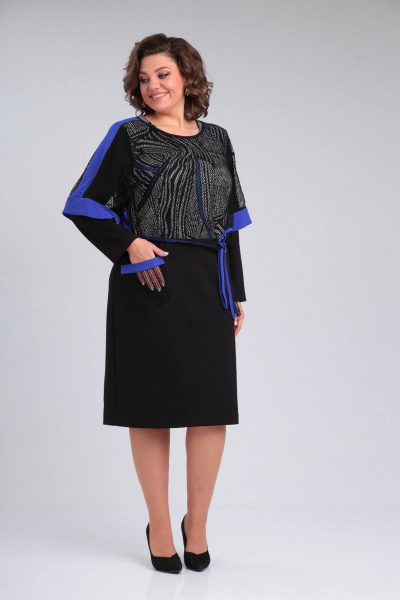 Комбинированное платье и накидка из сетки с принтом и декоративными вставками Rishelie 942 - фото 2