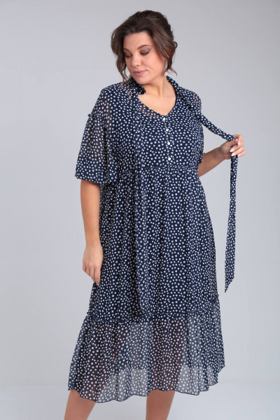 Летнее платье из шифона с декоративными воланами и поясом Rishelie 945 - фото 6