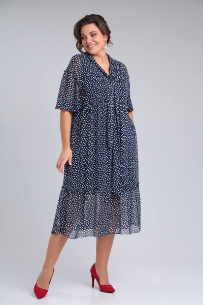 Летнее платье из шифона с декоративными воланами и поясом Rishelie 945 - фото 3