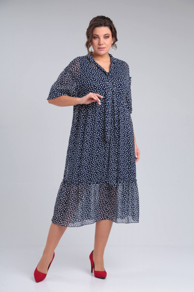 Летнее платье из шифона с декоративными воланами и поясом Rishelie 945 - фото 2