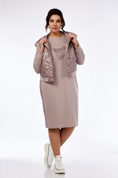 Жилет, платье БагираАнТа 895 пудровый - фото 1