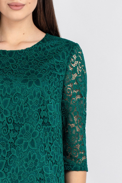 Демисезонная блуза из гипюра с нагрудными выточками VIZAVI 704 изумруд - фото 7
