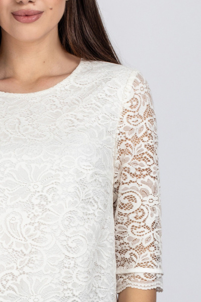 Блуза из гипюра белого цвета с длинными рукавами и полуприлегающим силуэтом VIZAVI 704 молочный - фото 6