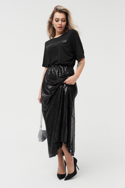 Юбка GRATTO 6313 черный_графит - фото 2