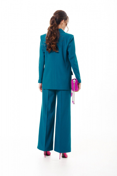 Демисезонные брюки и жакет из текстиля в деловом стиле Твой имидж 1727 морская_волна - фото 7
