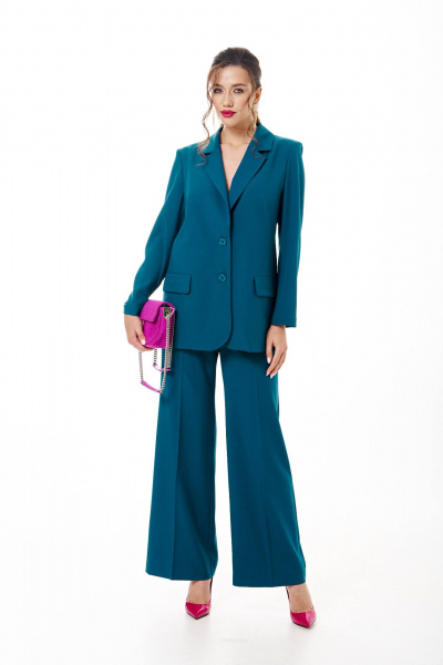 Демисезонные брюки и жакет из текстиля в деловом стиле Твой имидж 1727 морская_волна - фото 1