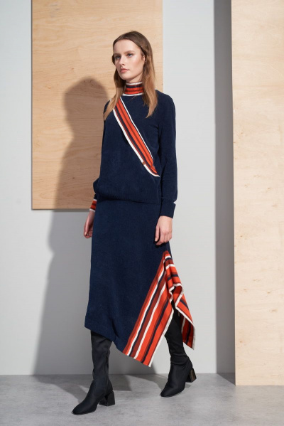 юбка на каждый день трикотажная синяя BURVIN 7138-21 - фото 1