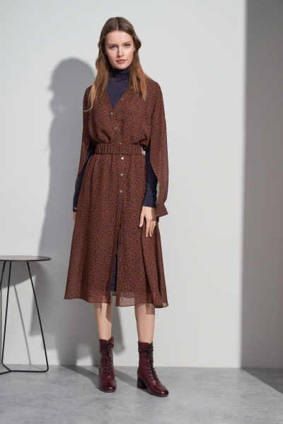 Туника демисезонная из вискозы коричневая BURVIN 7172-56 - фото 2