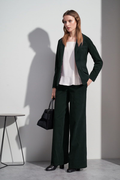 Жакет вельветовый зеленый деловой классика BURVIN 7171-71 1 - фото 1