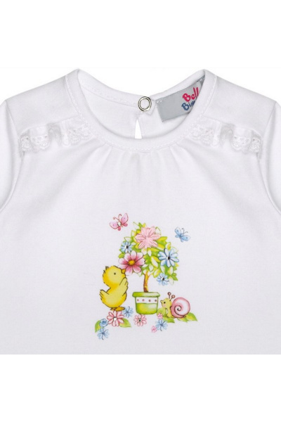 Жакет из интерлока с рюшей и цифровым принтом для повседневной Bell Bimbo 180321 белый - фото 3