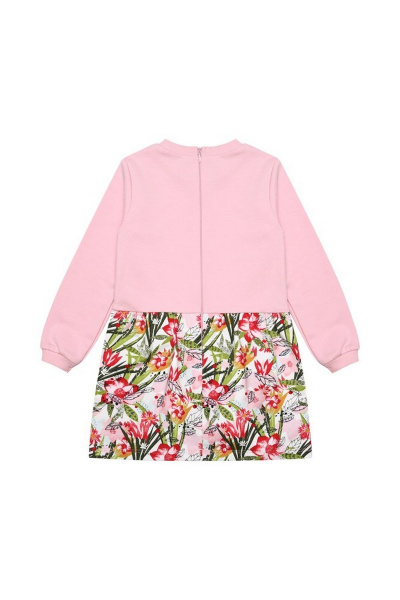 Платье полуприлегающего силуэта из футера с карманами Bell Bimbo 180348 розовый/набивка - фото 2