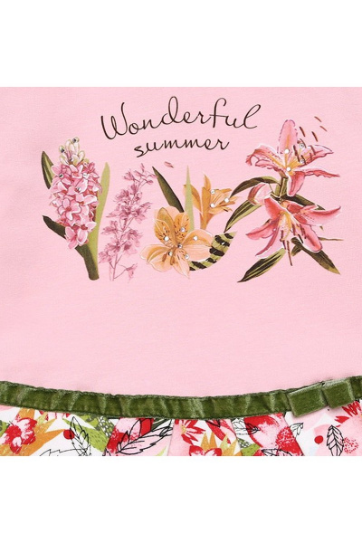 Платье полуприлегающего силуэта из футера с карманами Bell Bimbo 180348 розовый/набивка - фото 3