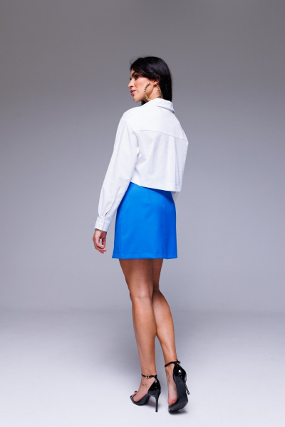 Рубашка укороченного силуэта из хлопка и трикотажа для ежедневных образов COCKTAIL M103 белый - фото 3