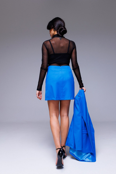 Круглогодичный комплект из сетки и трикотажа: гольф и укороченный топ COCKTAIL M106 черный - фото 3