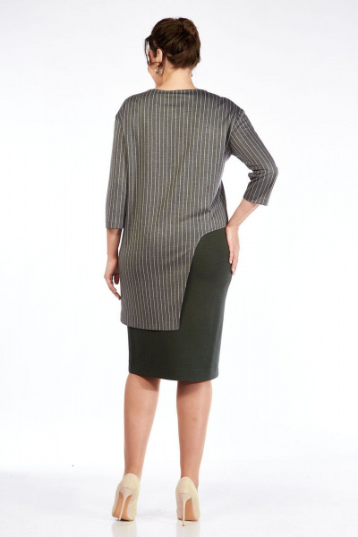 Круглогодичный костюм джемпер и юбка из текстиля и трикотажа Lady Style Classic 1516/3 хаки - фото 4