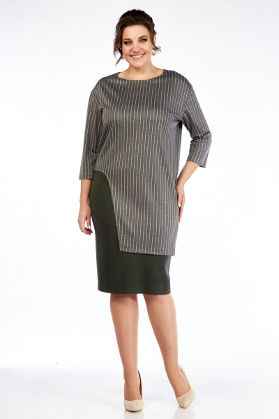 Круглогодичный костюм джемпер и юбка из текстиля и трикотажа Lady Style Classic 1516/3 хаки - фото 1