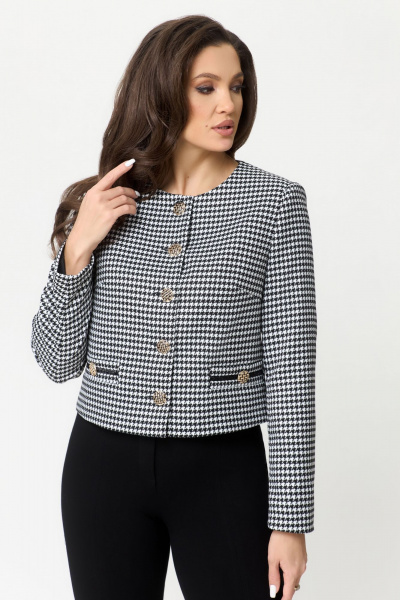 Деловой черный жакет из трикотажа DaLi 6386.1 - фото 1