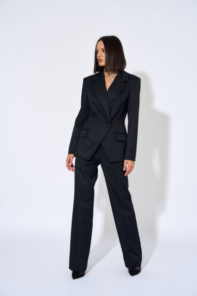 Демисезонные брюки со стрелками и кантами AG Green G496/6 черный - фото 3