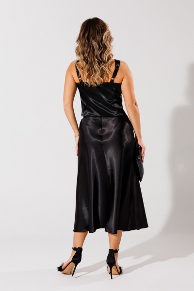 Круглогодичный элегантный атласный топ с бретелями Anelli 1429 черный - фото 14