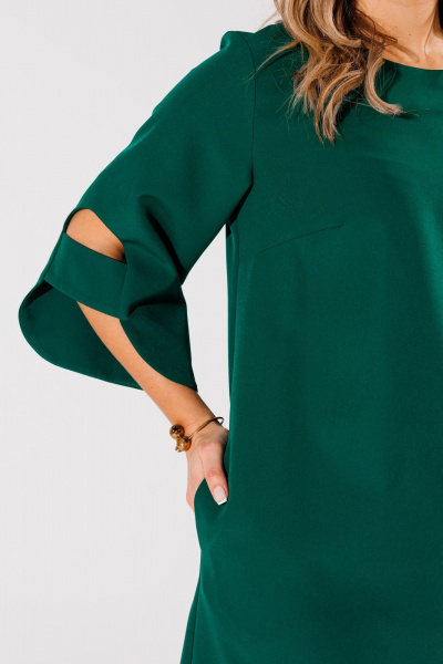 Демисезонное нарядное платье-трапеция из текстиля Anelli 1447 зеленый - фото 7