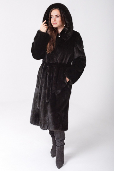 Шуба из меха коричневая утепленная на зиму Мехофф Мэри105.222-520 темно-коричневый - фото 1