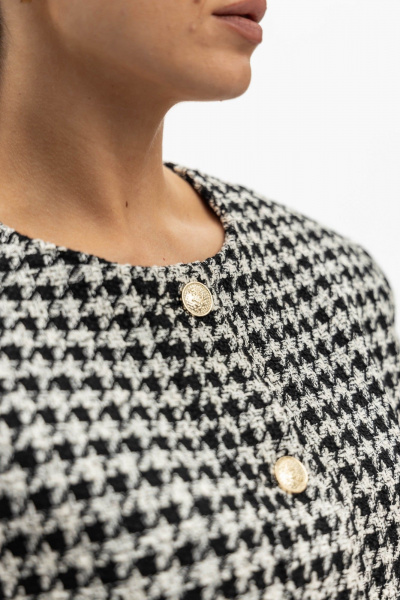 Бомбер из текстиля с узором гусиной лапки и клапанами EZER 1002 молочно-черный - фото 12