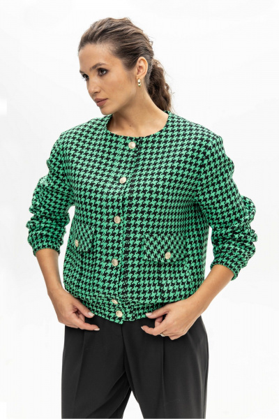 Бомбер из фактурной ткани с узором гусиной лапки EZER 1004 черно-зеленый - фото 10