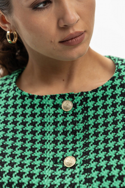 Бомбер из фактурной ткани с узором гусиной лапки EZER 1004 черно-зеленый - фото 7