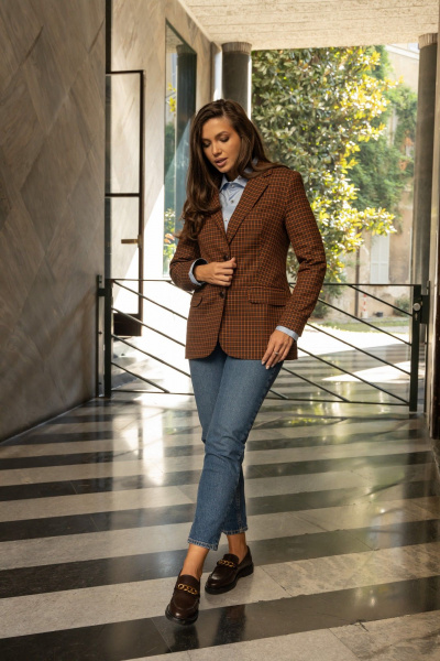 Жакет из легкого текстильного материала с яркой рыжей клеткой EZER 1005 рыжий - фото 2