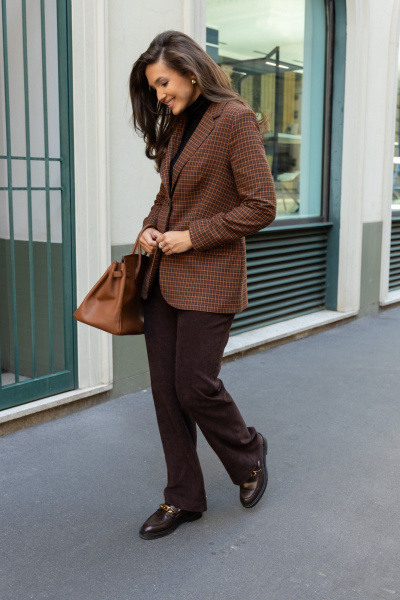 Жакет из легкого текстильного материала с яркой рыжей клеткой EZER 1005 рыжий - фото 23