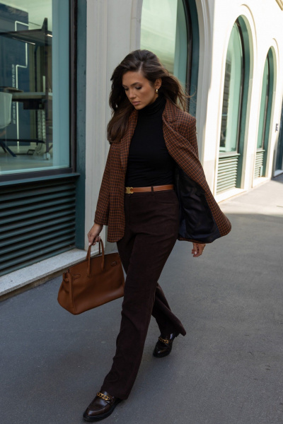 Жакет из легкого текстильного материала с яркой рыжей клеткой EZER 1005 рыжий - фото 17