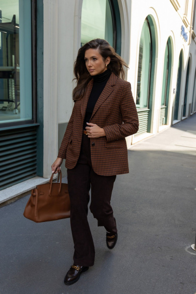 Жакет из легкого текстильного материала с яркой рыжей клеткой EZER 1005 рыжий - фото 16