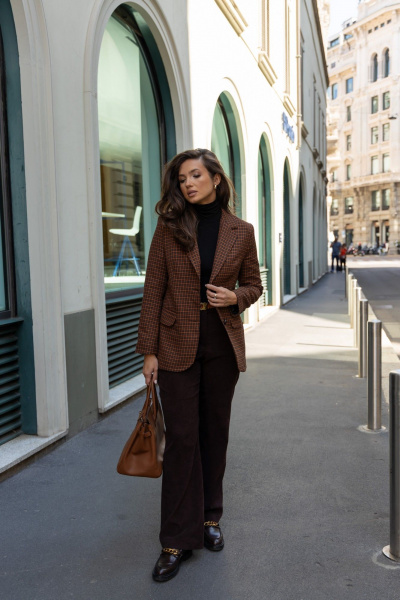 Жакет из легкого текстильного материала с яркой рыжей клеткой EZER 1005 рыжий - фото 15